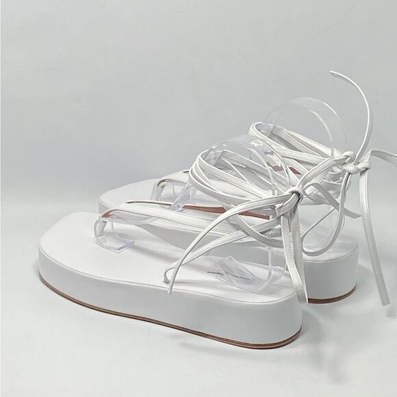 Amina Muaddi Jamie Platform Leather strappy Sandals size 38 - Picture 6 of 12